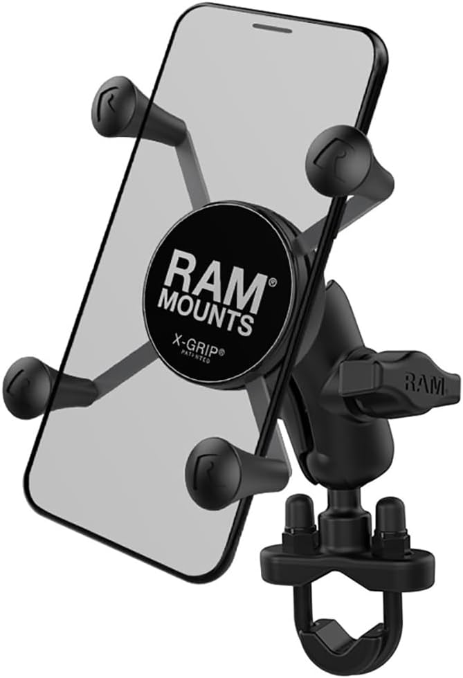 RAM Mounts X-Grip Small Phone Mount with Handlebar U-Bolt Base RAM-B-149Z-A-UN7U with Short Arm for Motorcycle, ATV/UTV, Bike - Image 1